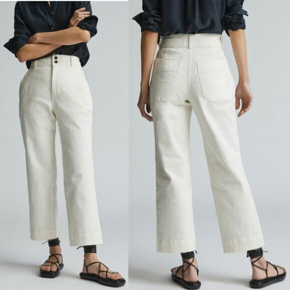 NWT Everlane The Organic Straight Leg Pant Bone Size 8 High Waisted Crop